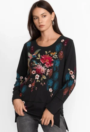 Women Johnny Was Ashira Raw Seam Long Sleeve Tee