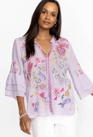 Women Johnny Was Ashlee Ruffle Sleeve Blouse