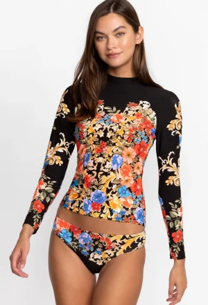 Women Johnny Was Black Royal Cut Out Back Surf Shirt