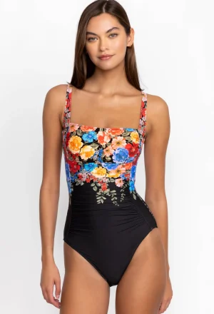 Women Johnny Was Black Royal Ruched One Piece