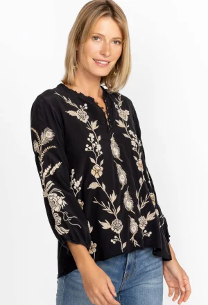 Women Johnny Was Calipso Button Neck Field Blouse