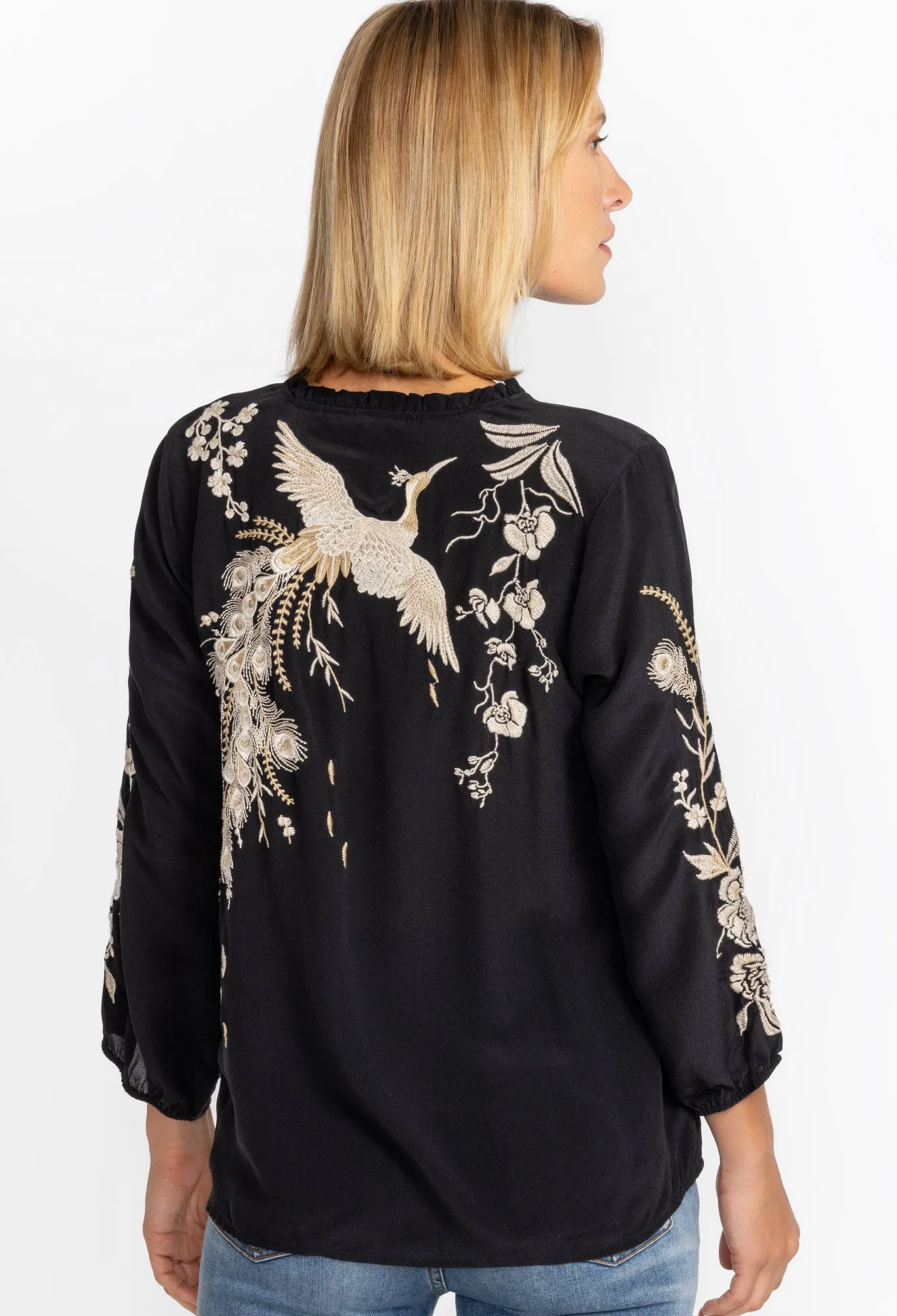 Women Johnny Was Calipso Button Neck Field Blouse