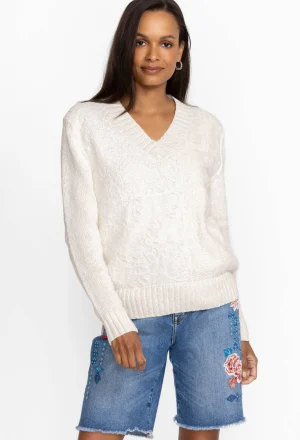 Women Johnny Was Crochet Patched Sweater