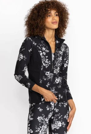 Women Johnny Was Dreamer Blocked Athletic Mock Neck Pullover