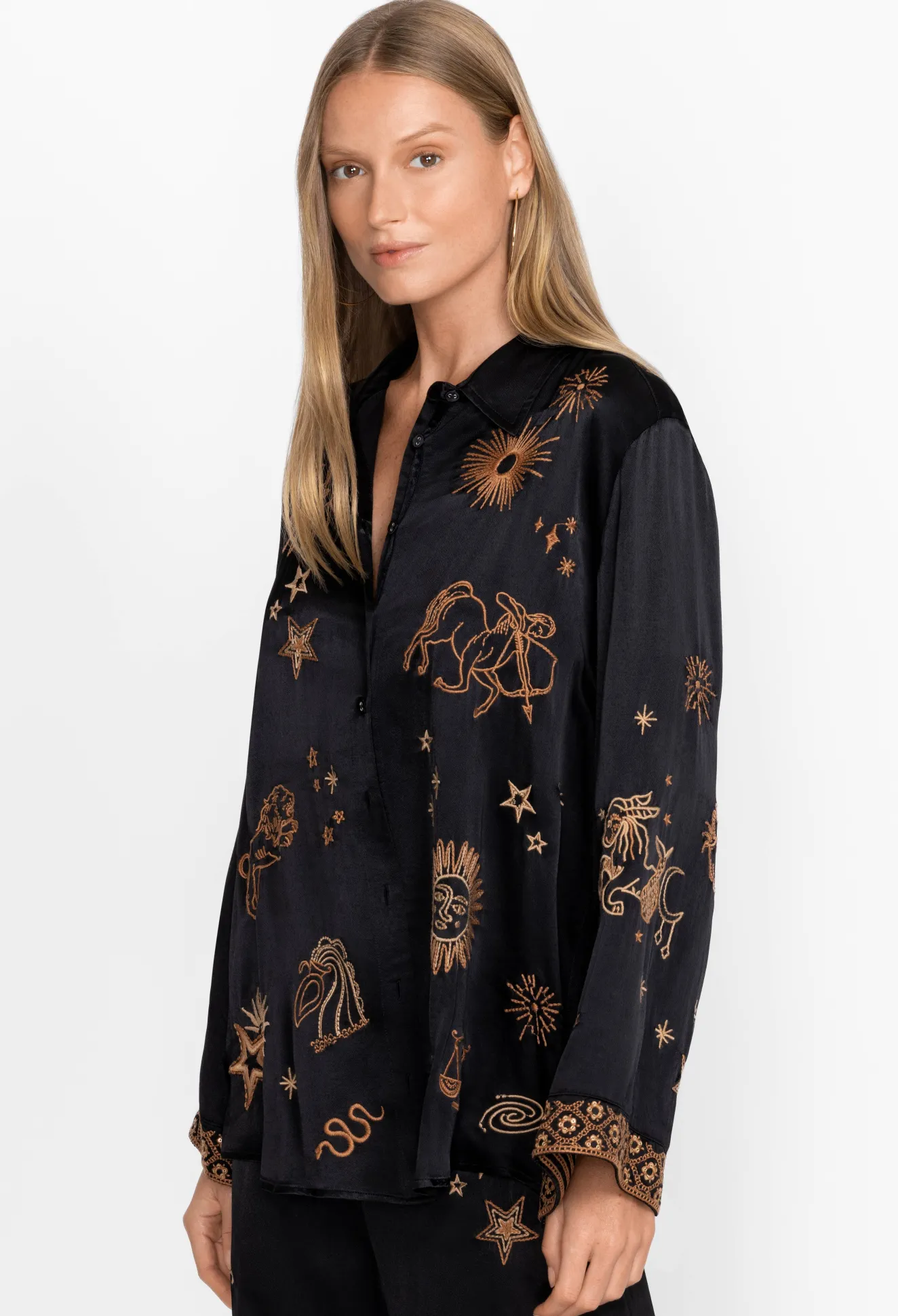Women Johnny Was Estrella Kimono Sleeve Oversized Shirt