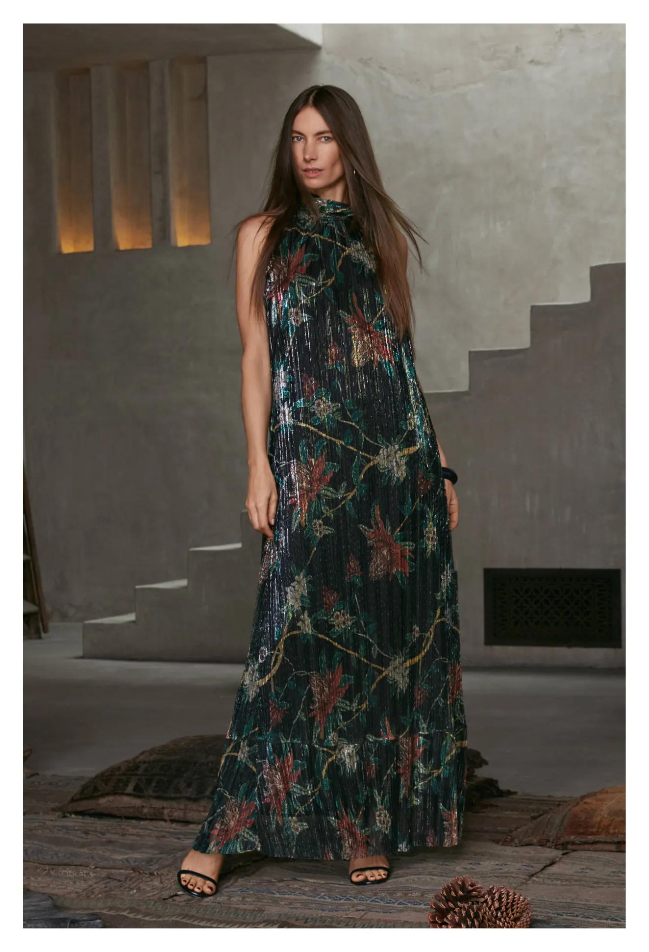 Women Johnny Was Evelina Metallic Maxi Dress