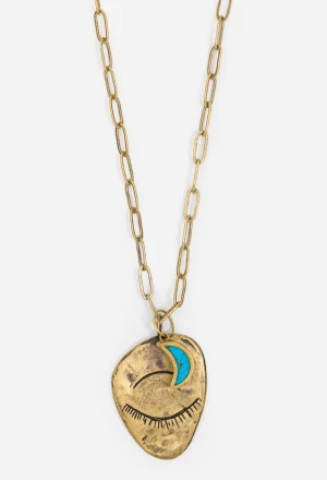 Women Johnny Was Evil Eye And Moon Charm Necklace