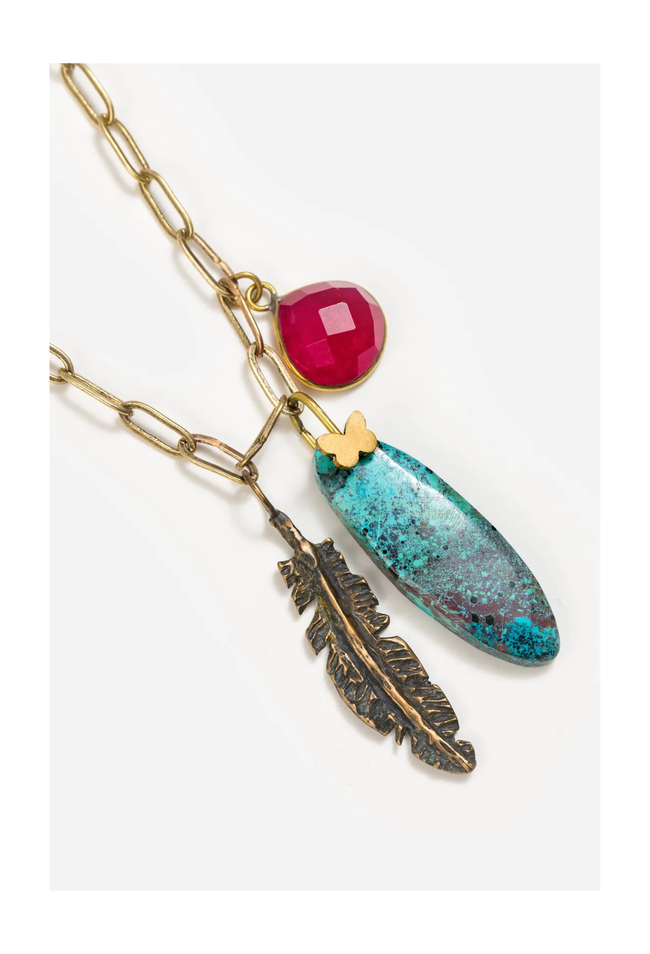 Women Johnny Was Feather Charm Necklace