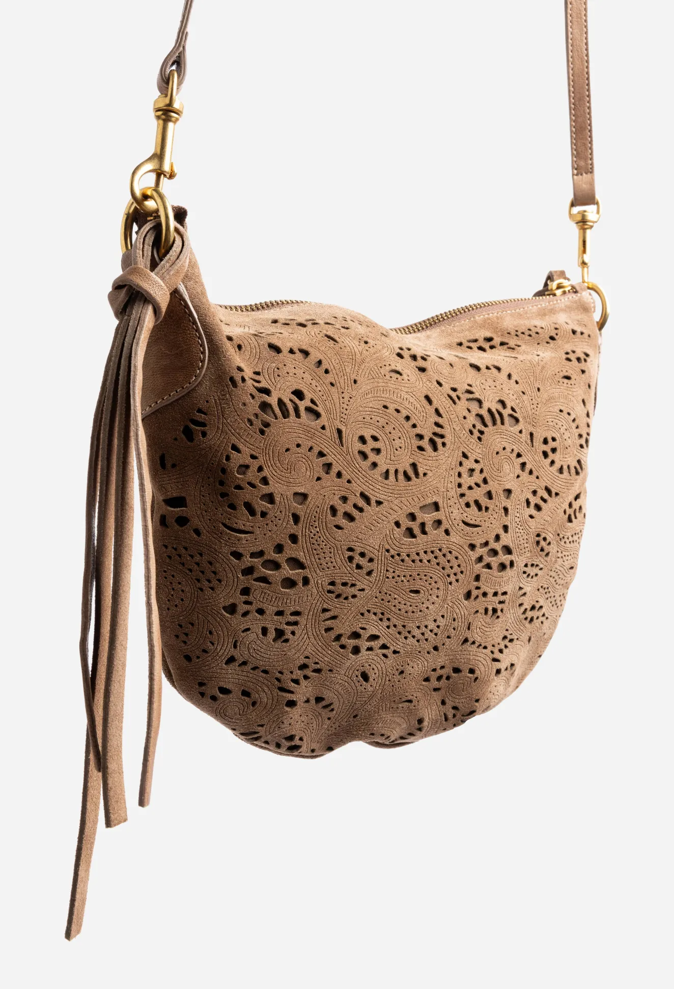 Women Johnny Was Fiore Italian Suede Saddle Bag