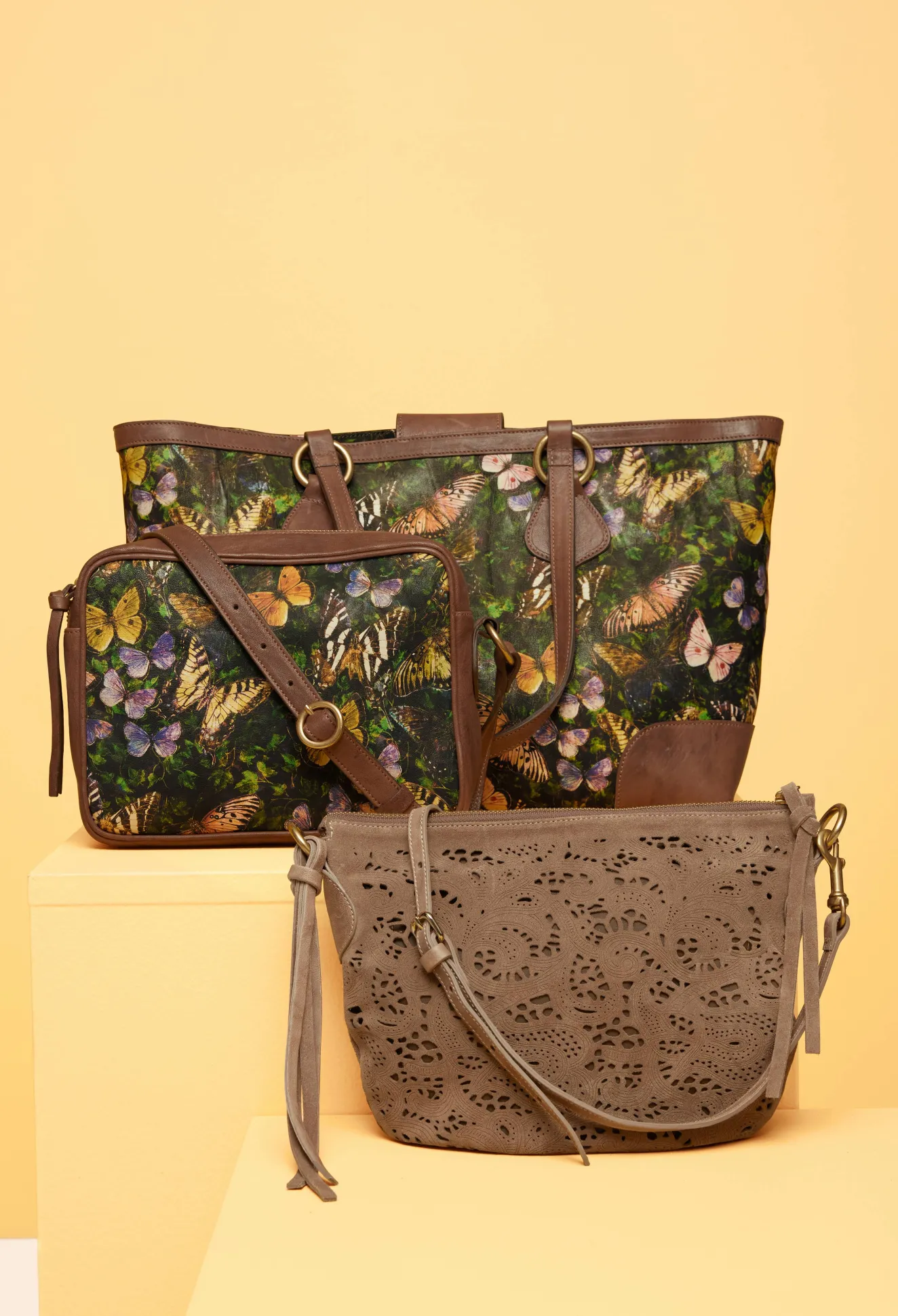 Women Johnny Was Fiore Italian Suede Saddle Bag