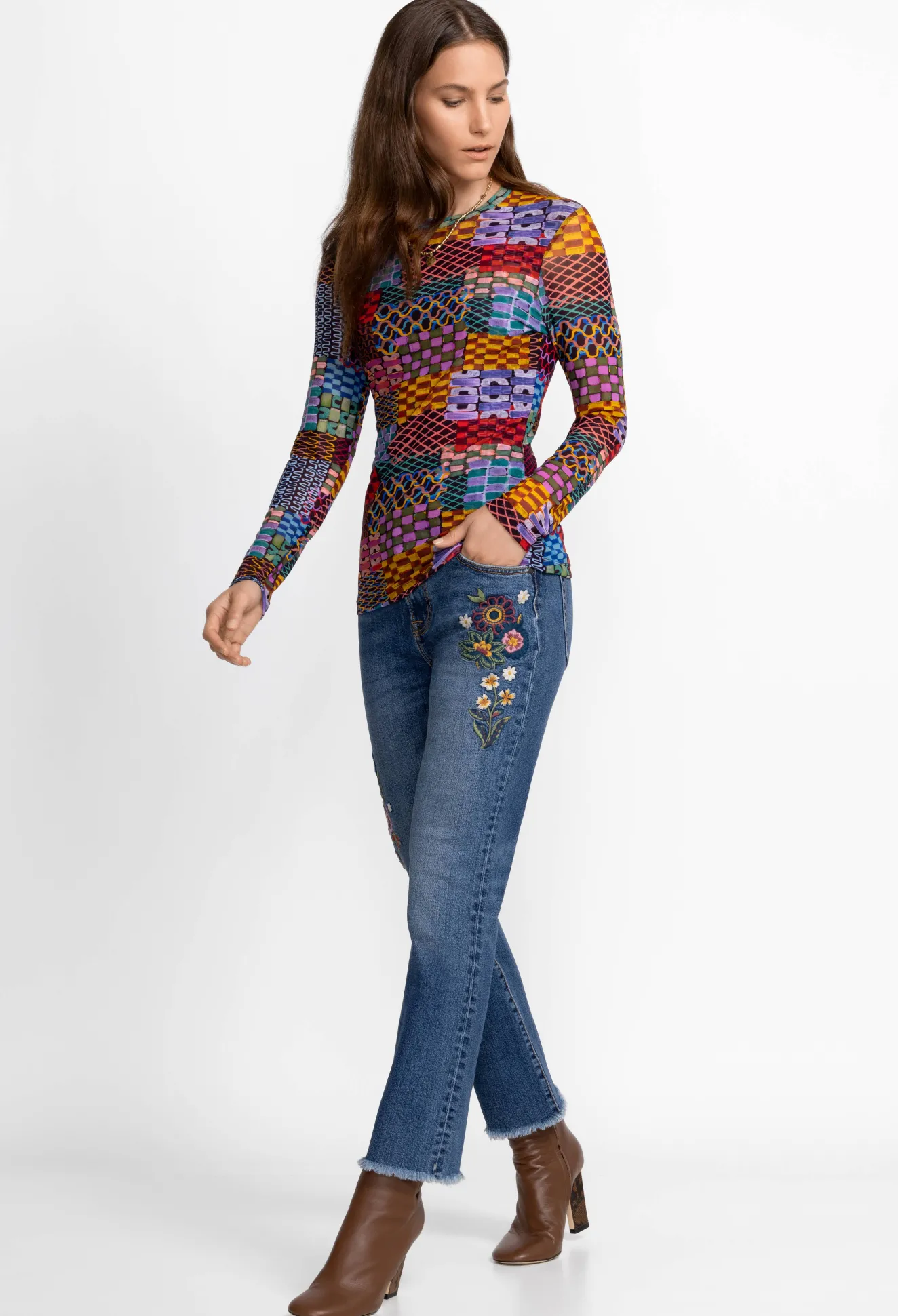 Women Johnny Was Griffin Cropped Baby Boot Jean