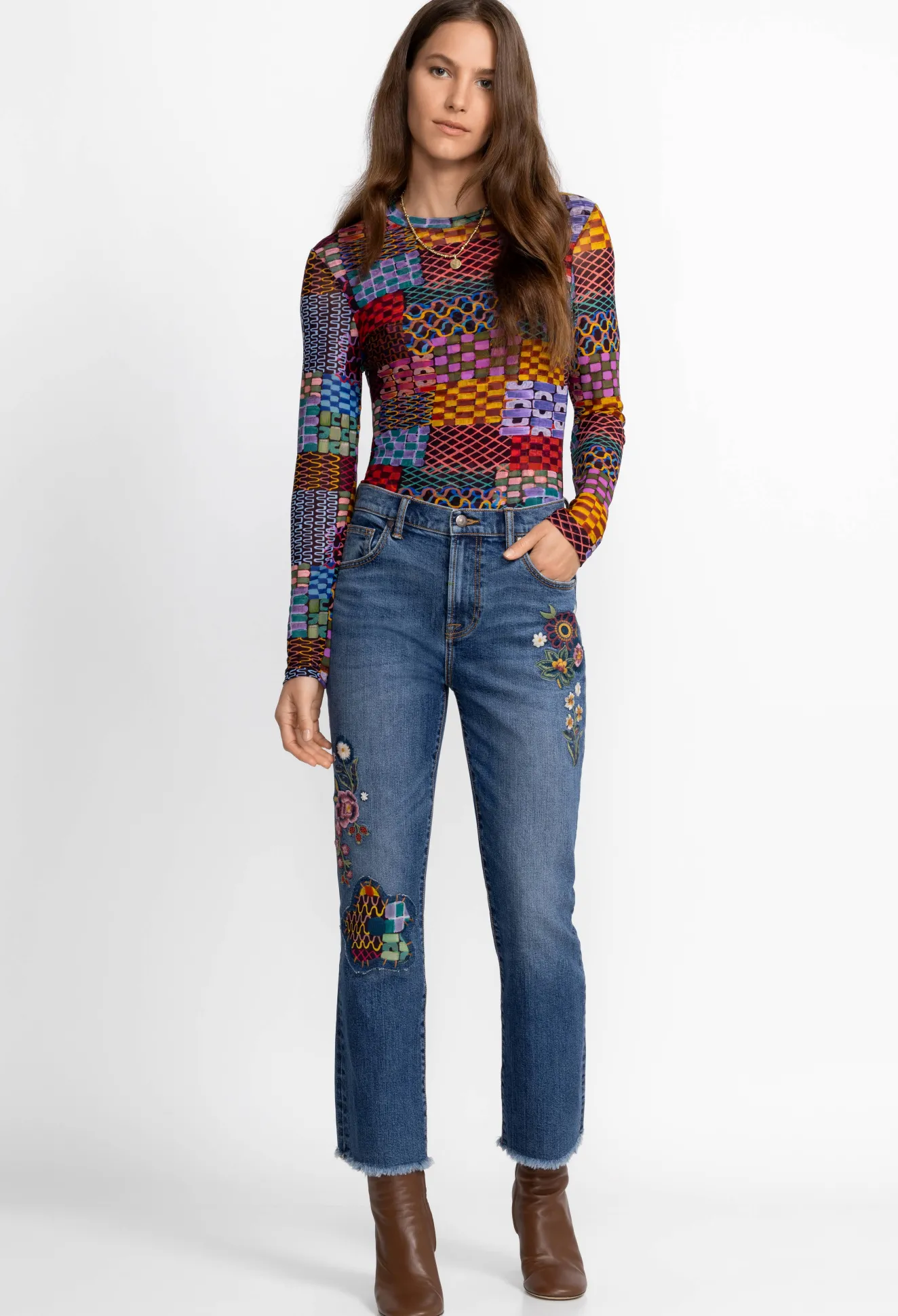 Women Johnny Was Griffin Cropped Baby Boot Jean