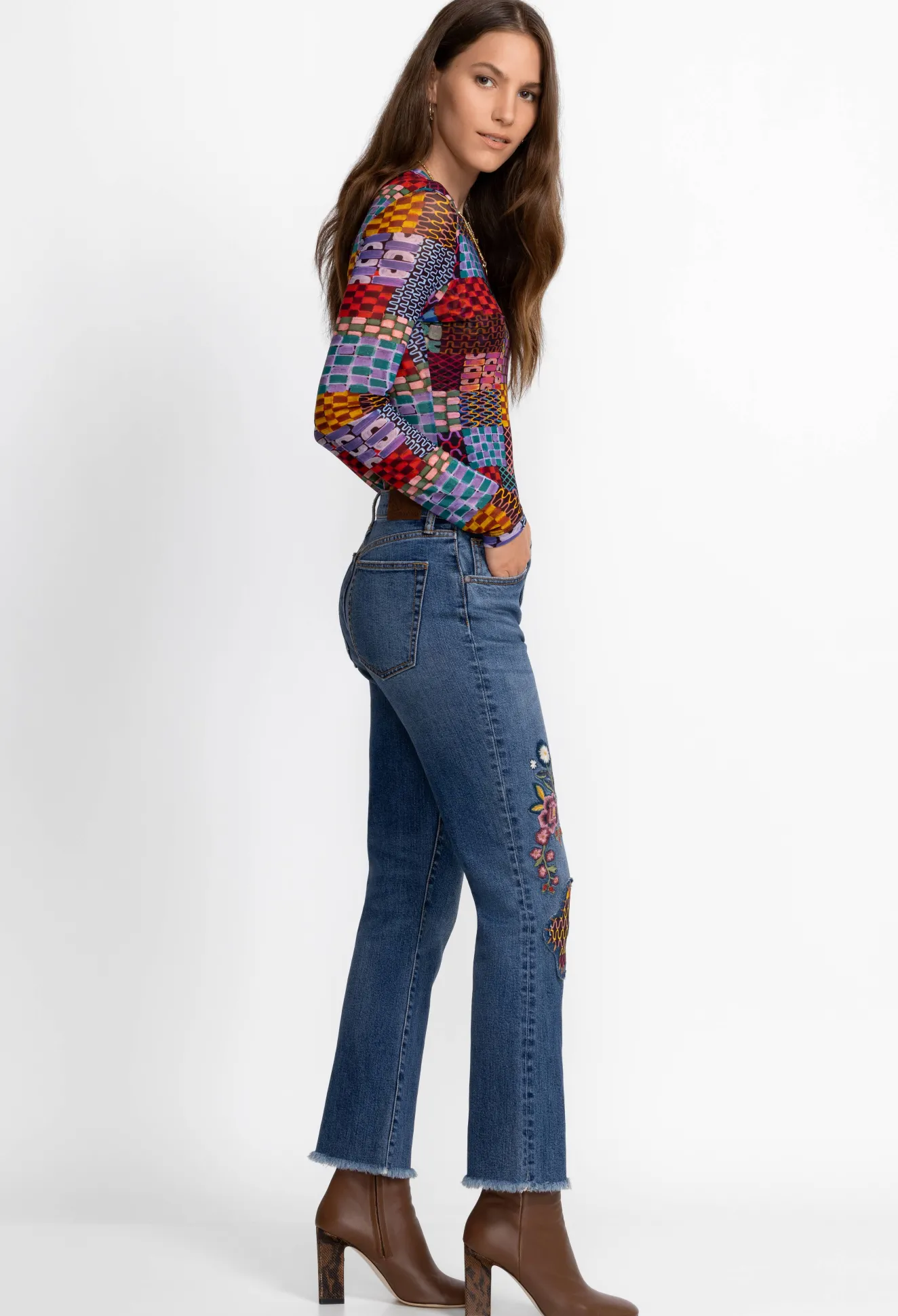 Women Johnny Was Griffin Cropped Baby Boot Jean