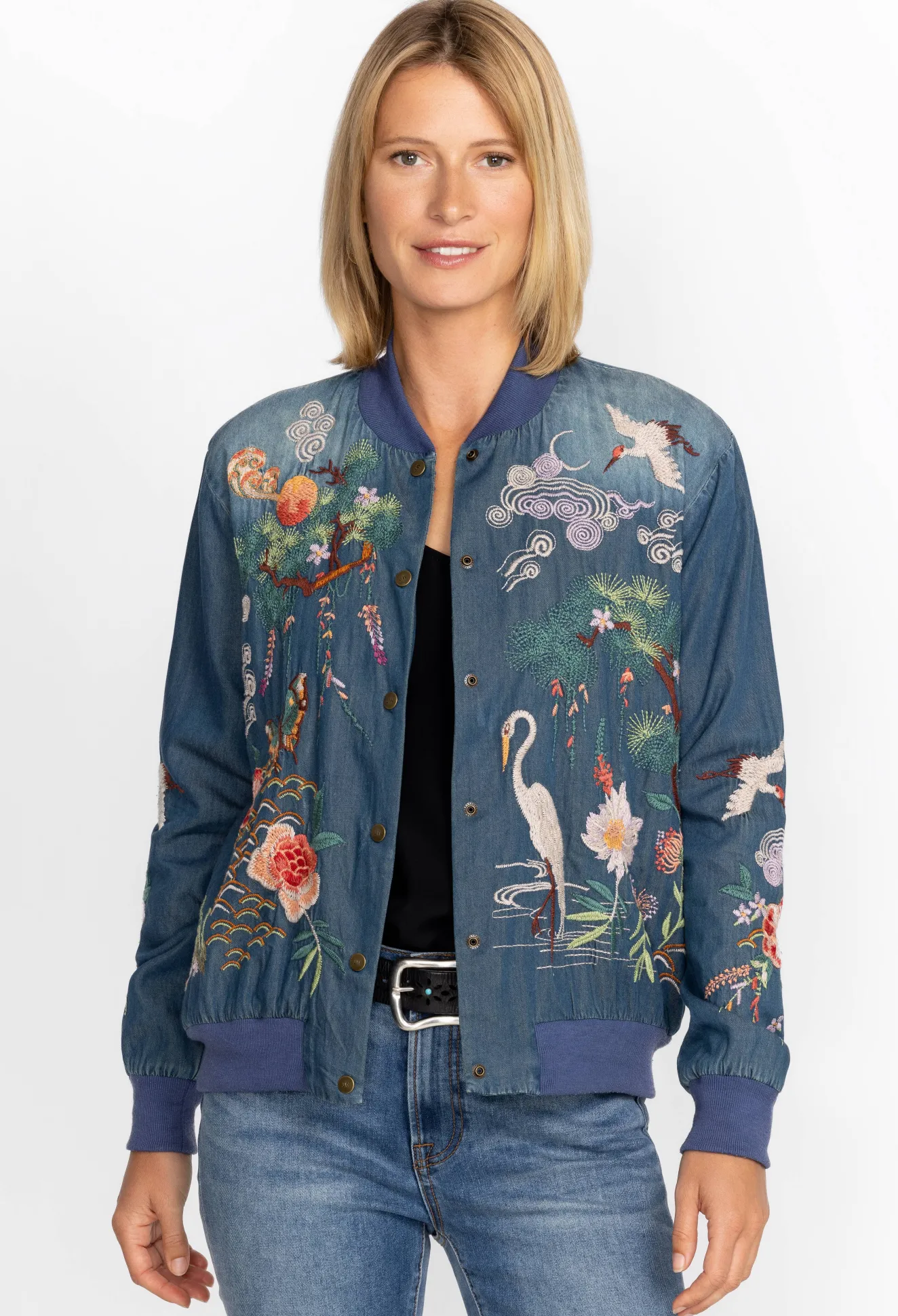 Women Johnny Was Heron Button Up Bomber Jacket