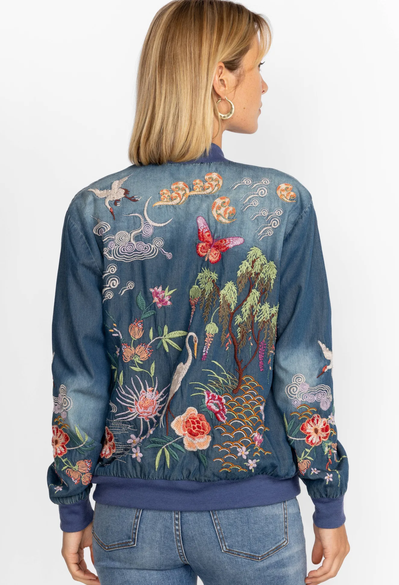 Women Johnny Was Heron Button Up Bomber Jacket