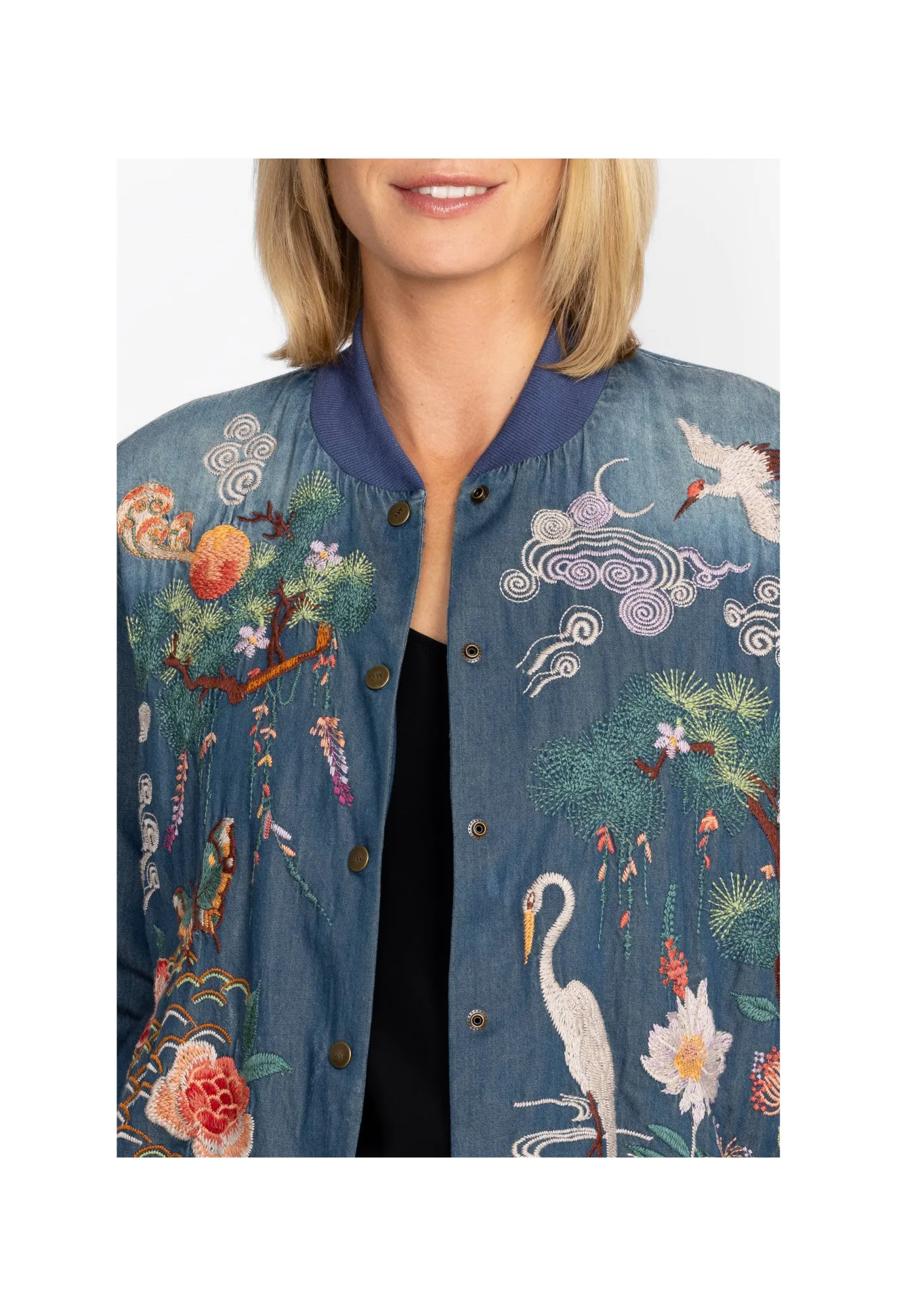Women Johnny Was Heron Button Up Bomber Jacket