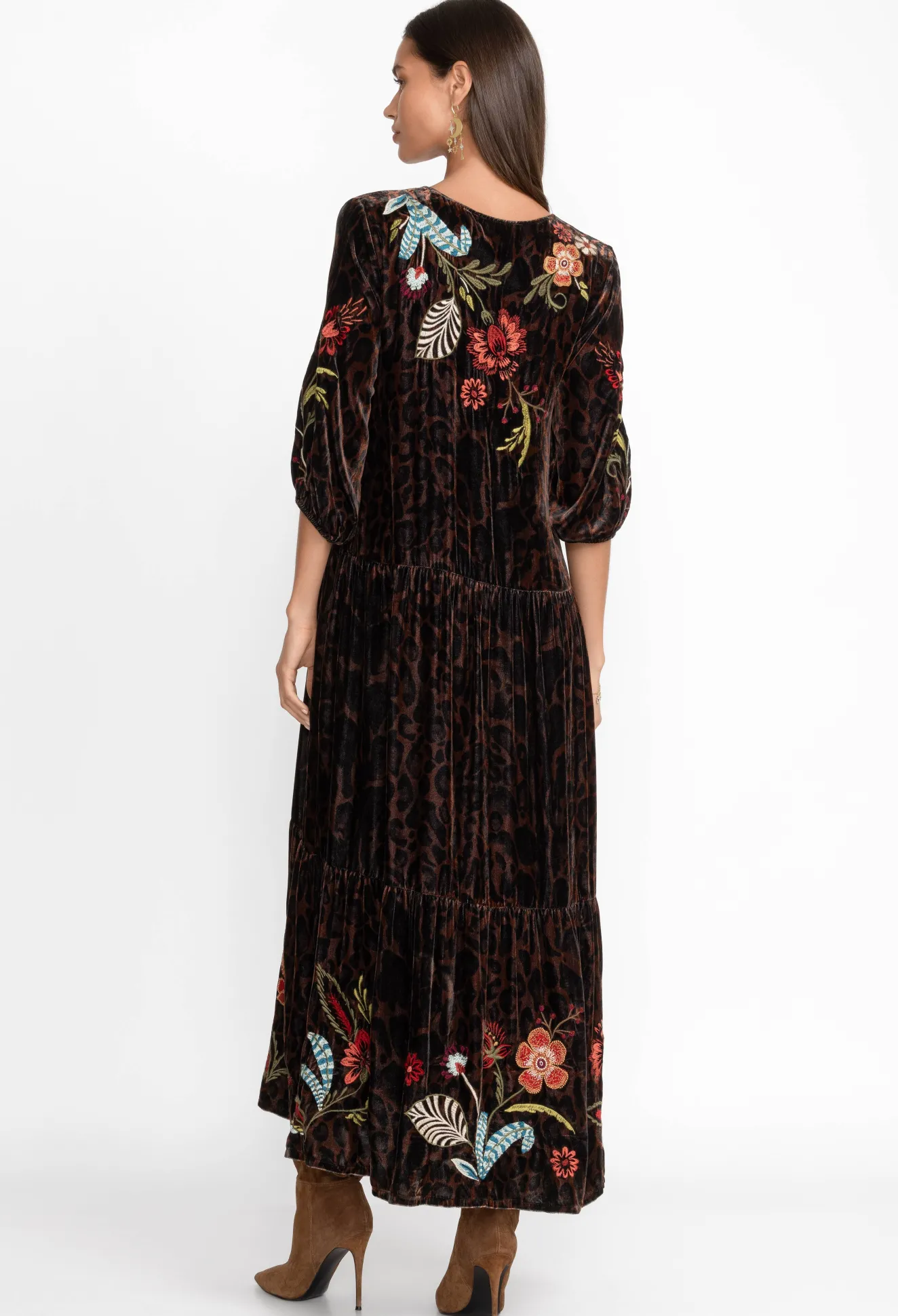 Women Johnny Was Isabella Velvet Tiered Dress