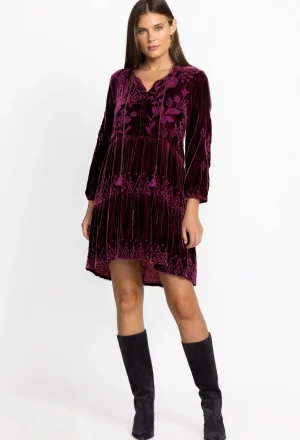 Women Johnny Was Ivey Velvet Field Tiered Dress