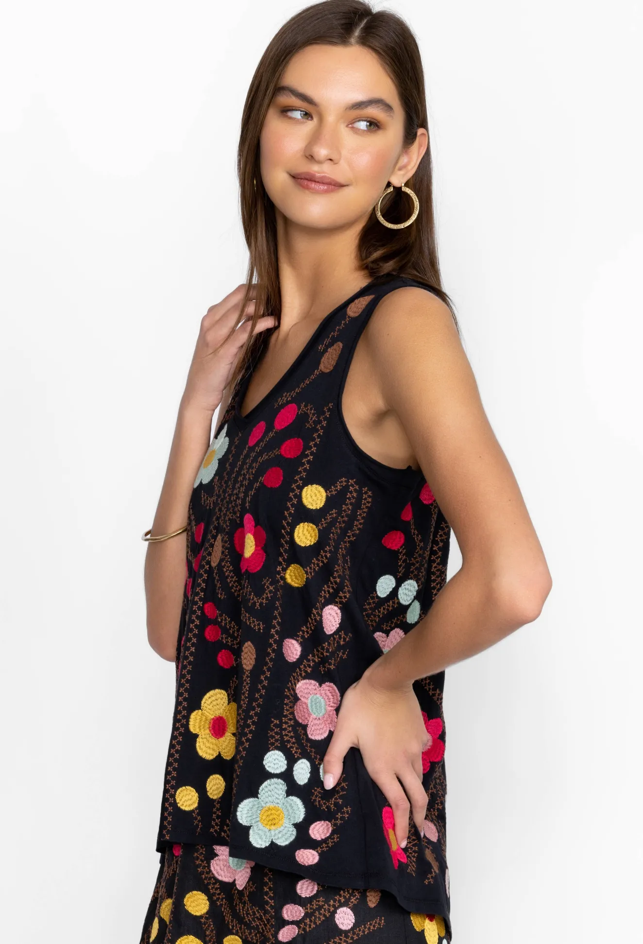 Women Johnny Was Joni Raw Edge V-Neck Tank