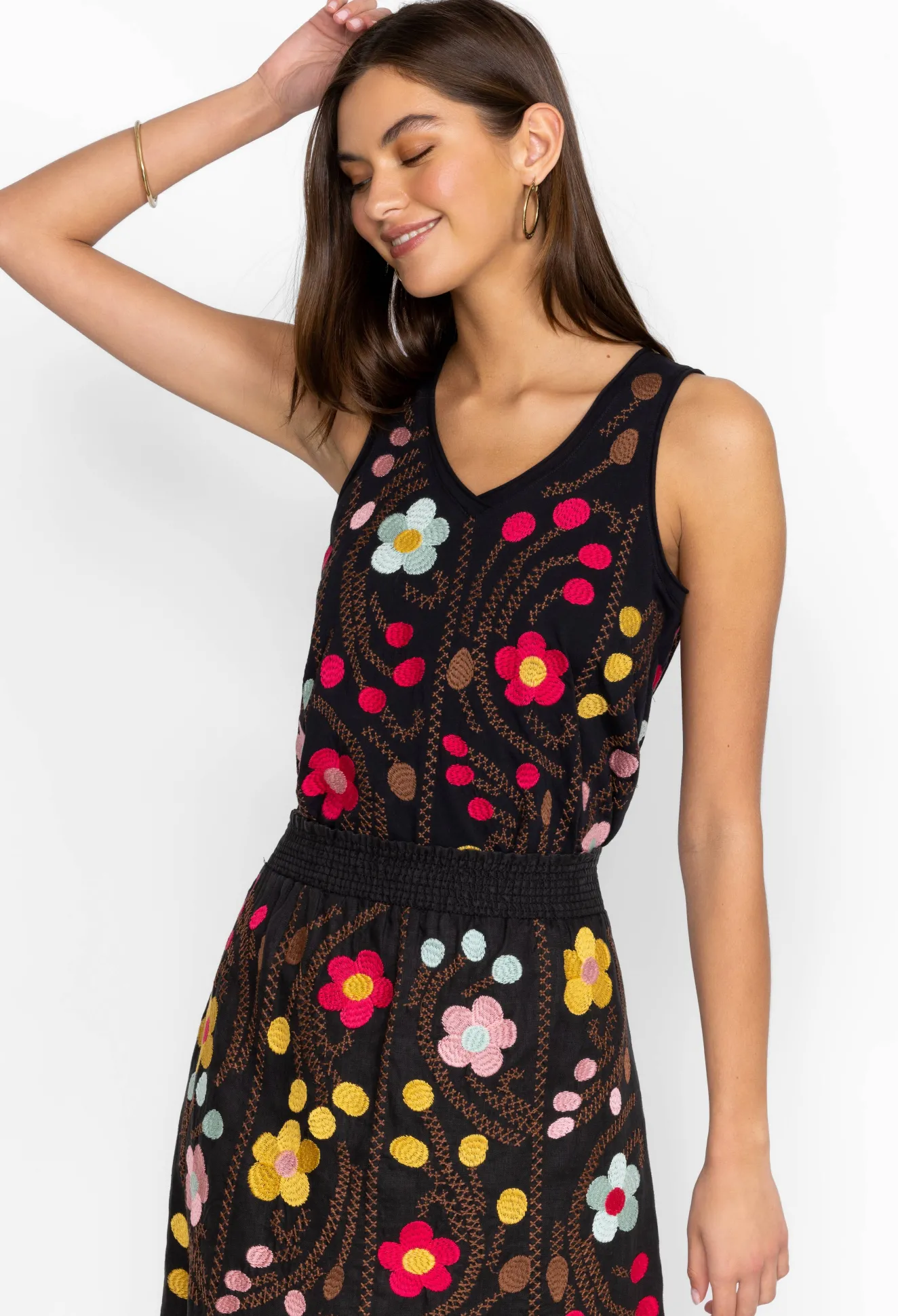 Women Johnny Was Joni Raw Edge V-Neck Tank