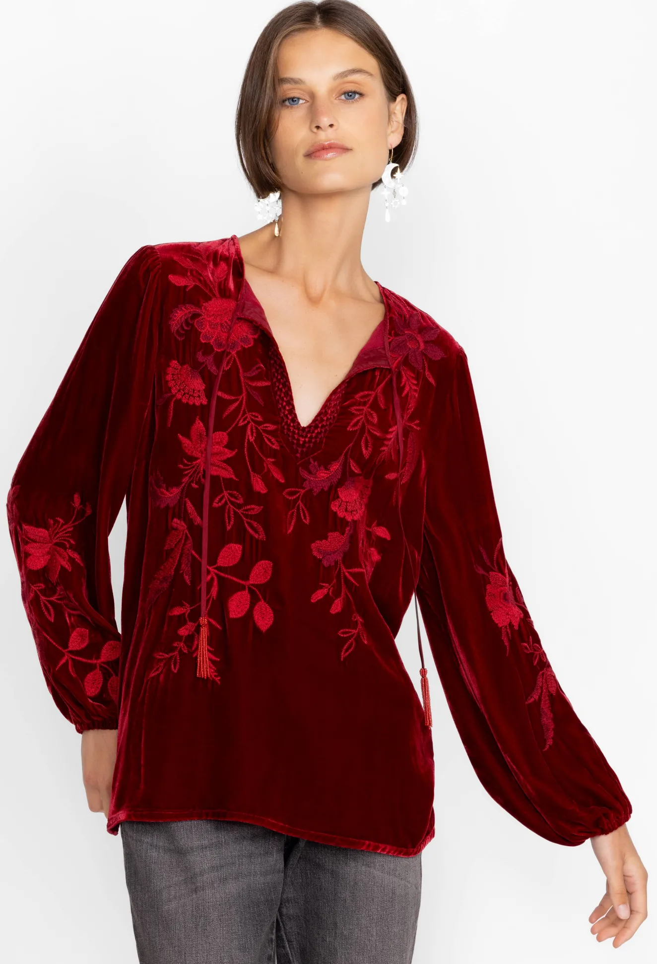 Women Johnny Was Junie Velvet Relaxed Blouse