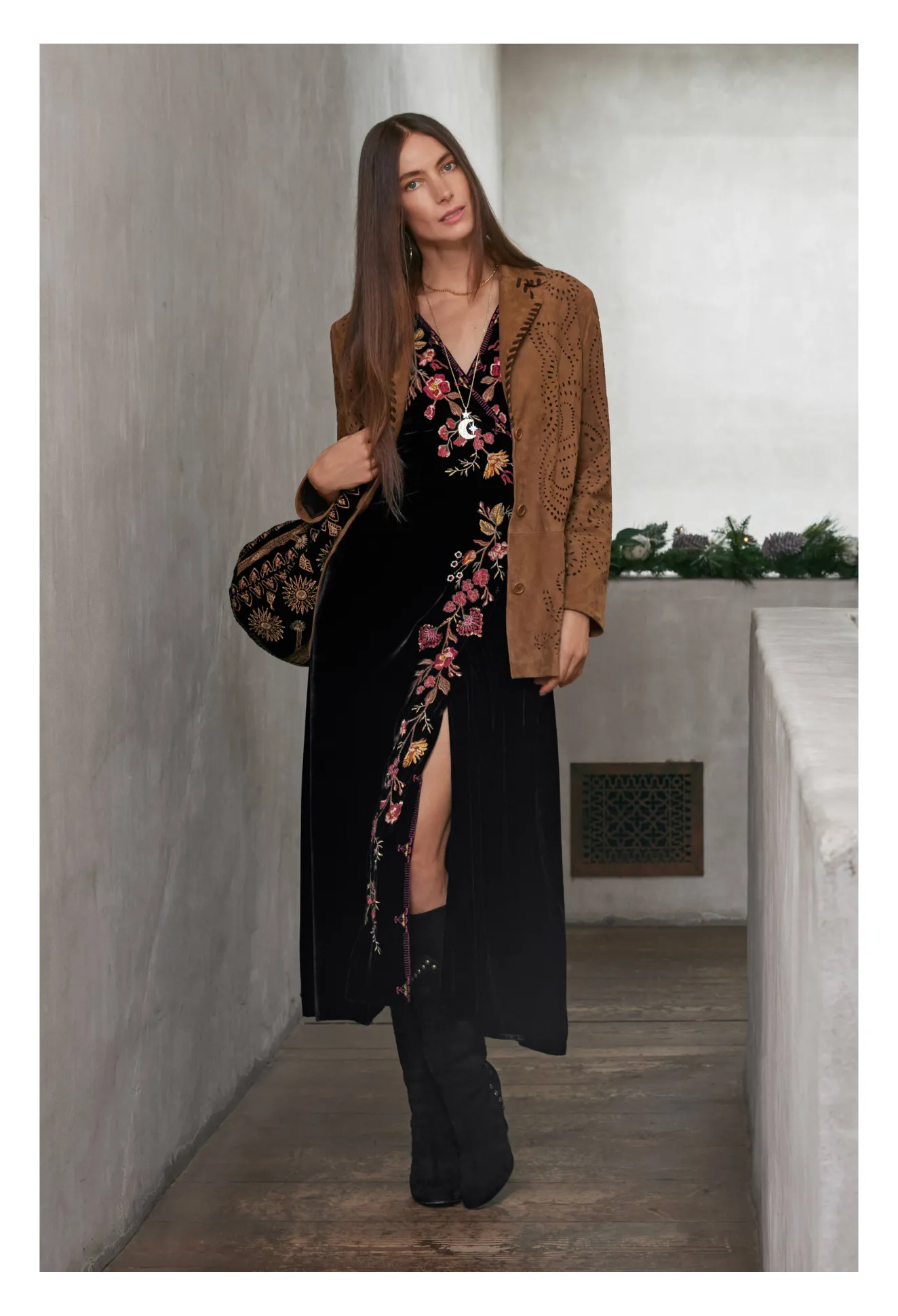 Women Johnny Was Lilith Velvet Wrap Dress