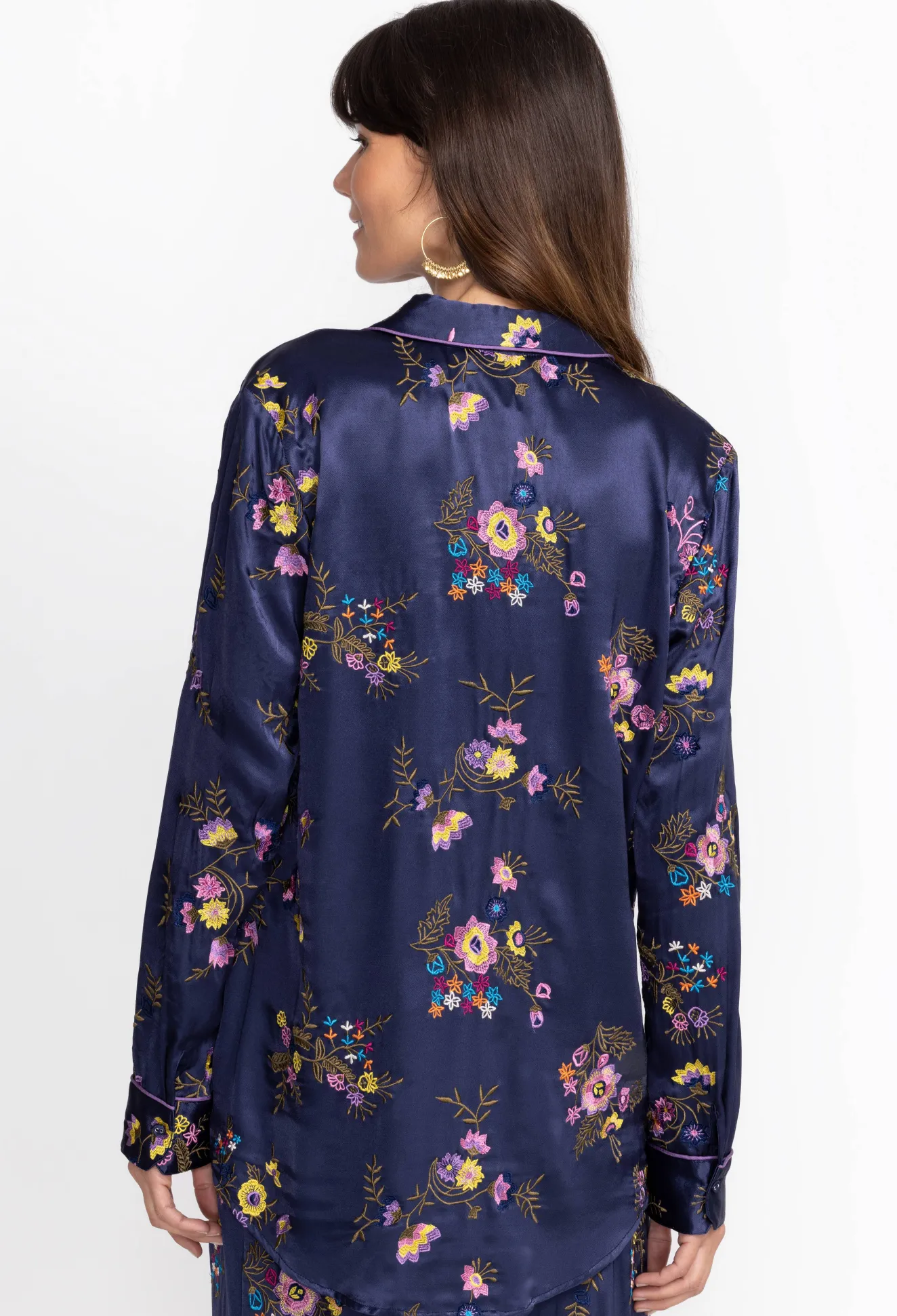 Women Johnny Was Misty Rayon Button Down Shirt