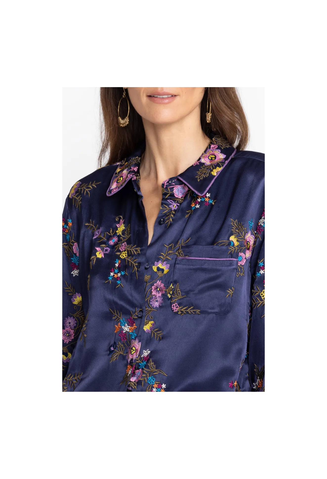 Women Johnny Was Misty Rayon Button Down Shirt