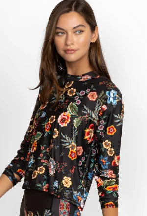 Women Johnny Was Mock Neck Step Hem Tee