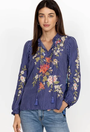 Women Johnny Was Nalina Ruffle Scarf Back Blouse