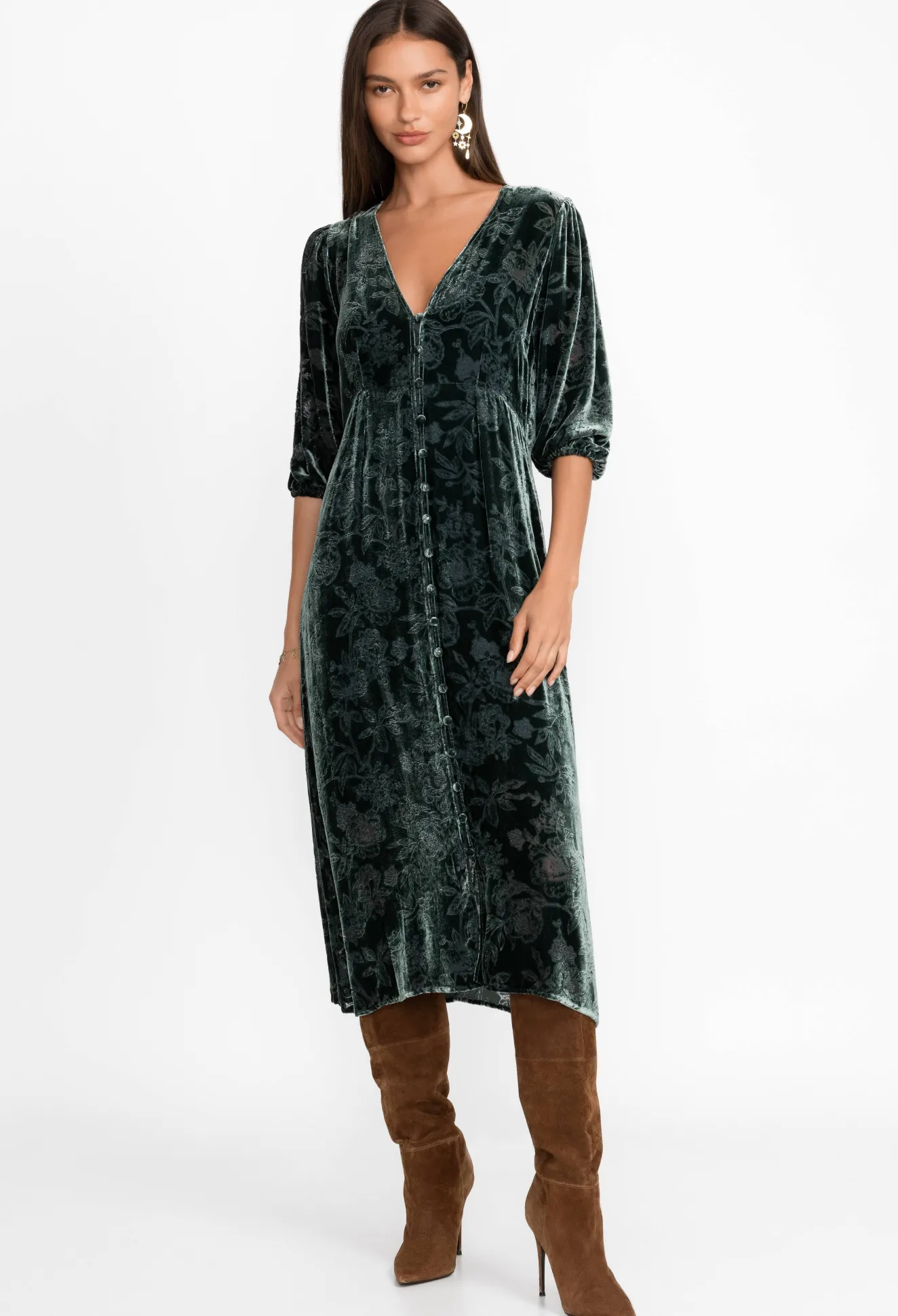 Women Johnny Was Natalia Silk Midi Dress