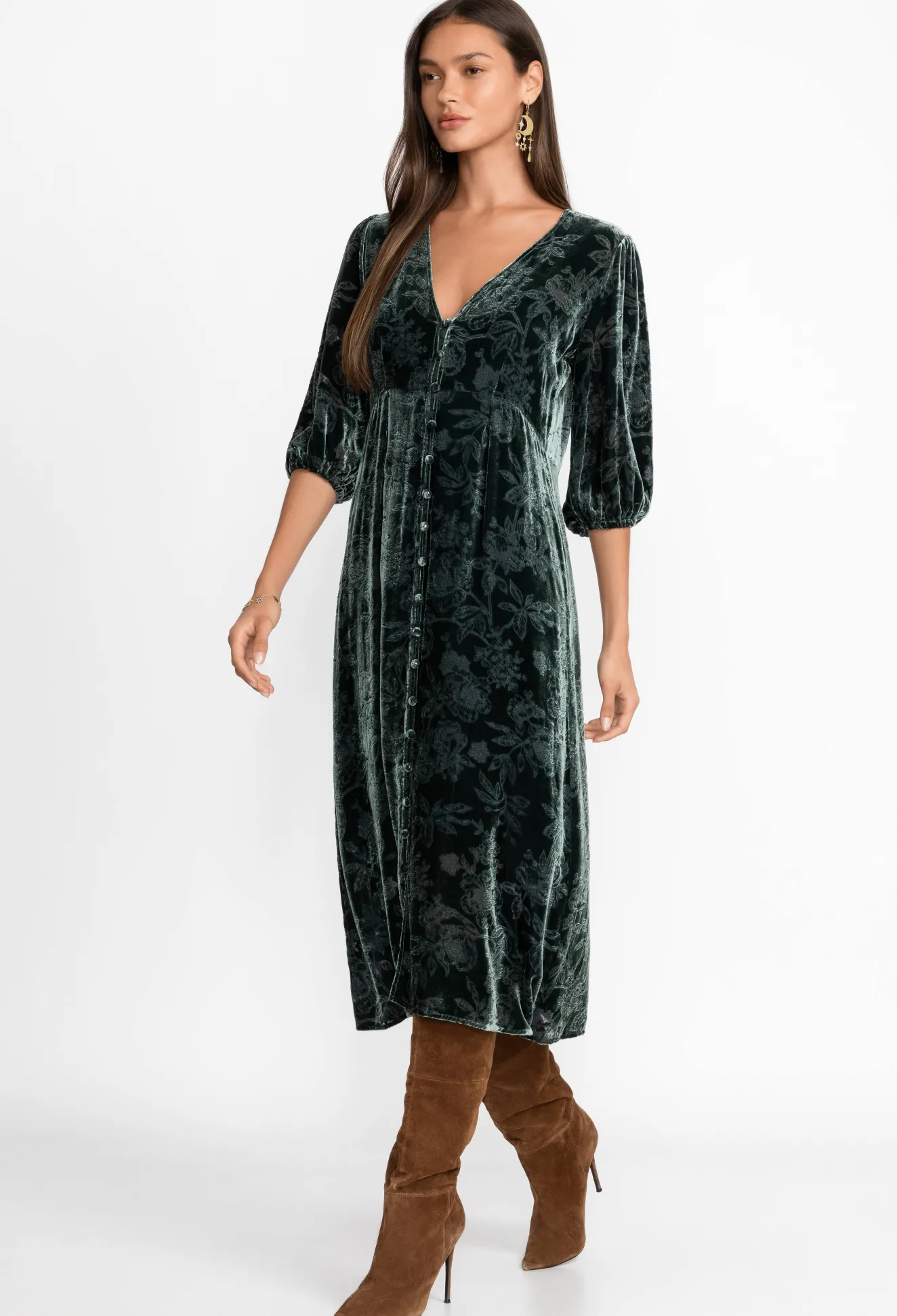 Women Johnny Was Natalia Silk Midi Dress