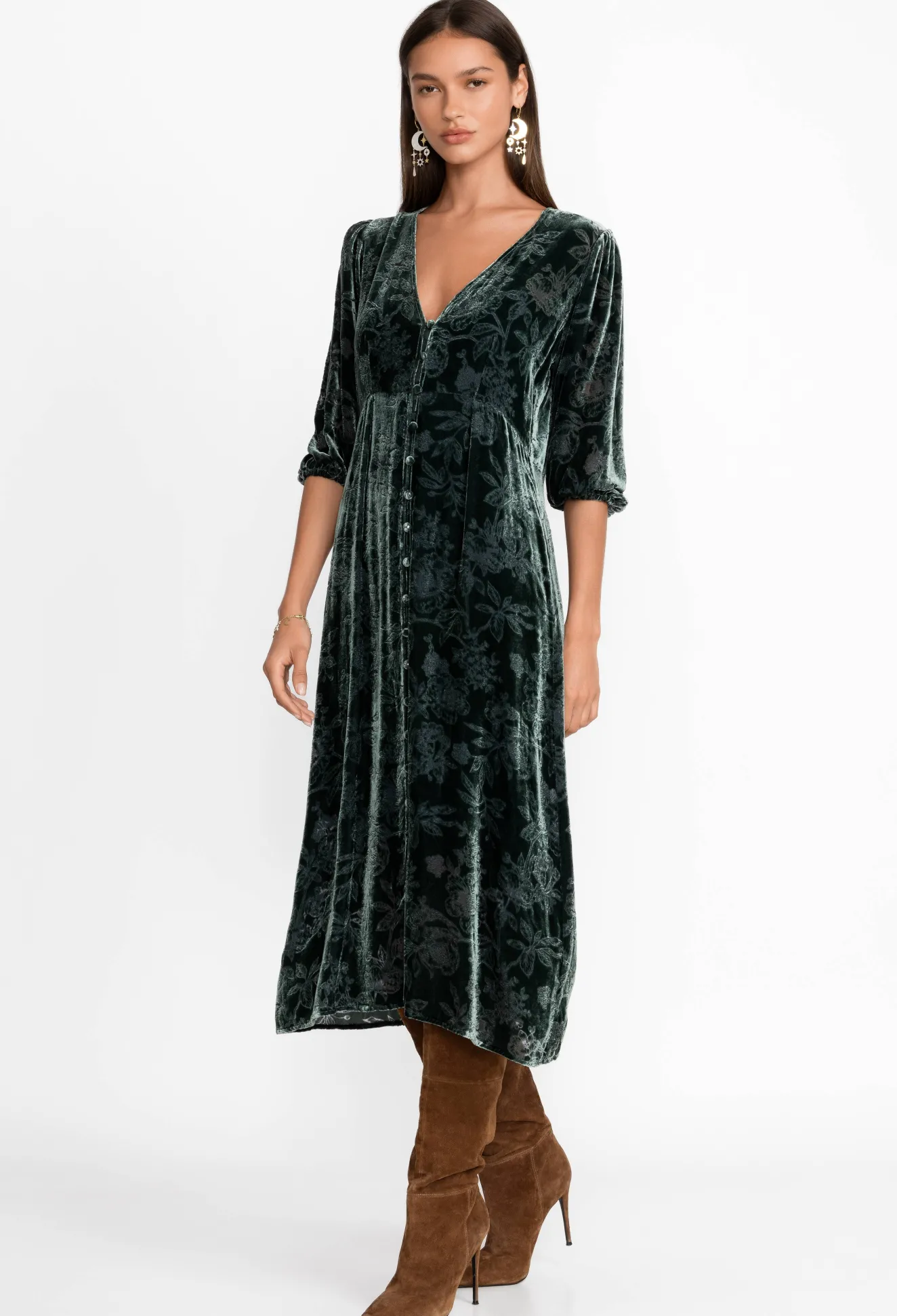 Women Johnny Was Natalia Silk Midi Dress