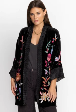 Women Johnny Was Sandra Wide Cuff Velvet Kimono
