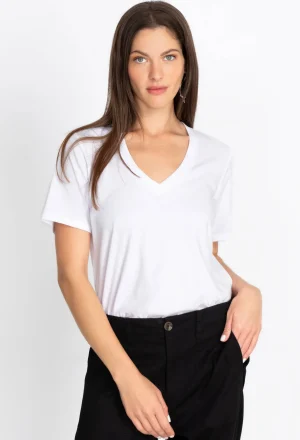 Women Johnny Was Short Sleeve V-Neck Layering Tee