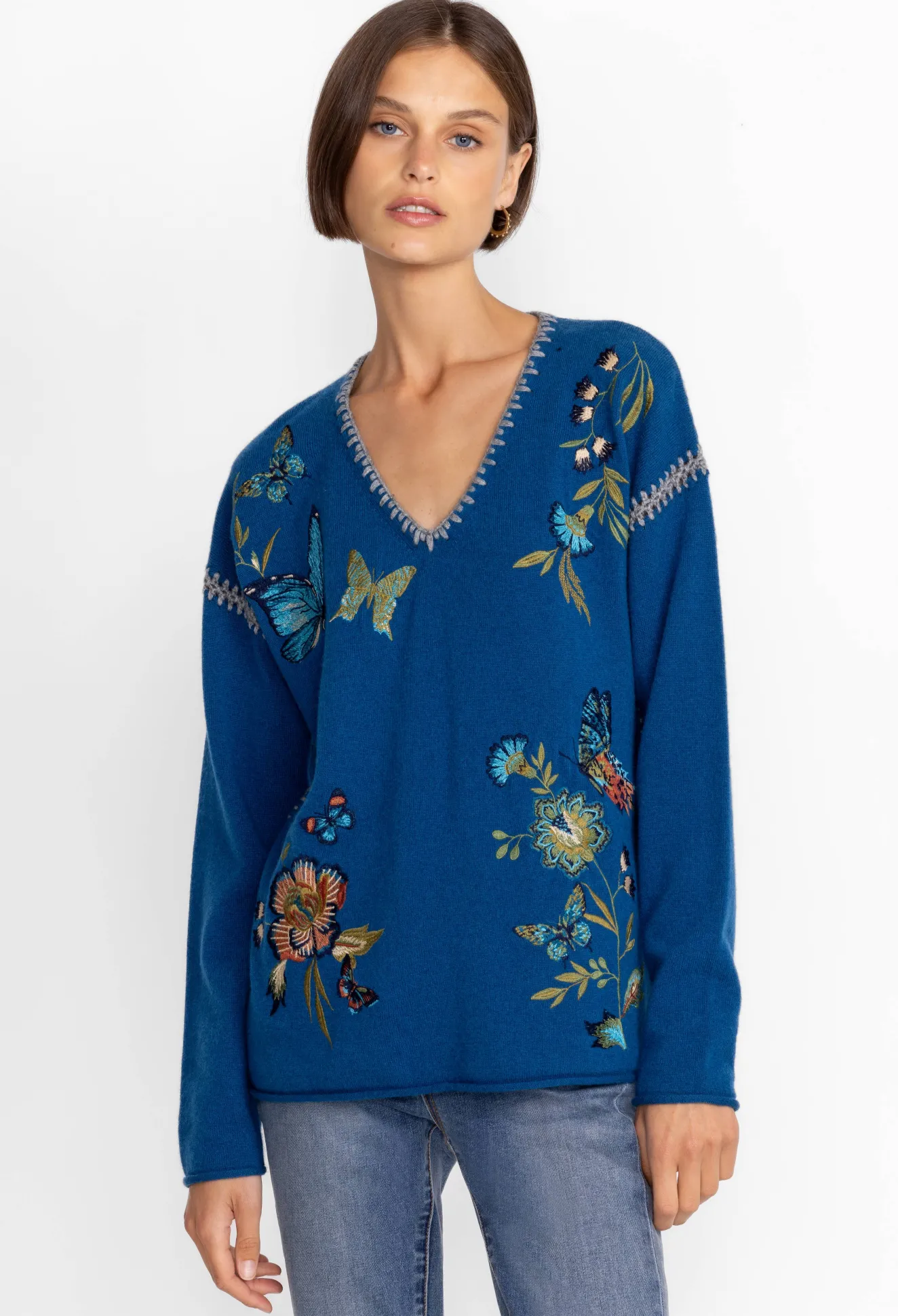 Women Johnny Was Sidona Cashmere Whipstitch Sweater