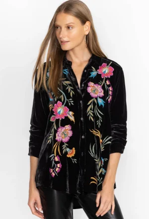 Women Johnny Was Sidonia Velvet Oversized Pleat Shirt