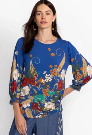 Women Johnny Was Tee Bee Smocked Sleeve Tee
