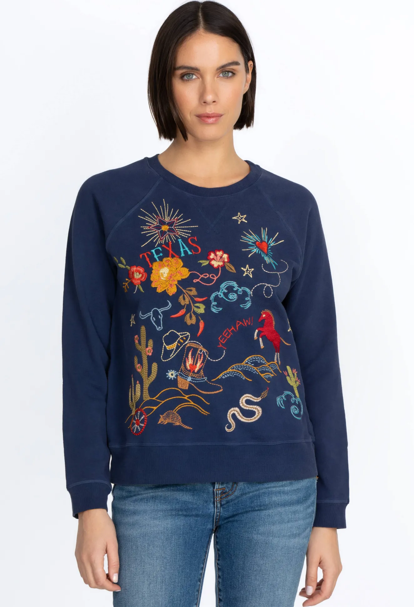 Women Johnny Was Texas Raglan Sweatshirt