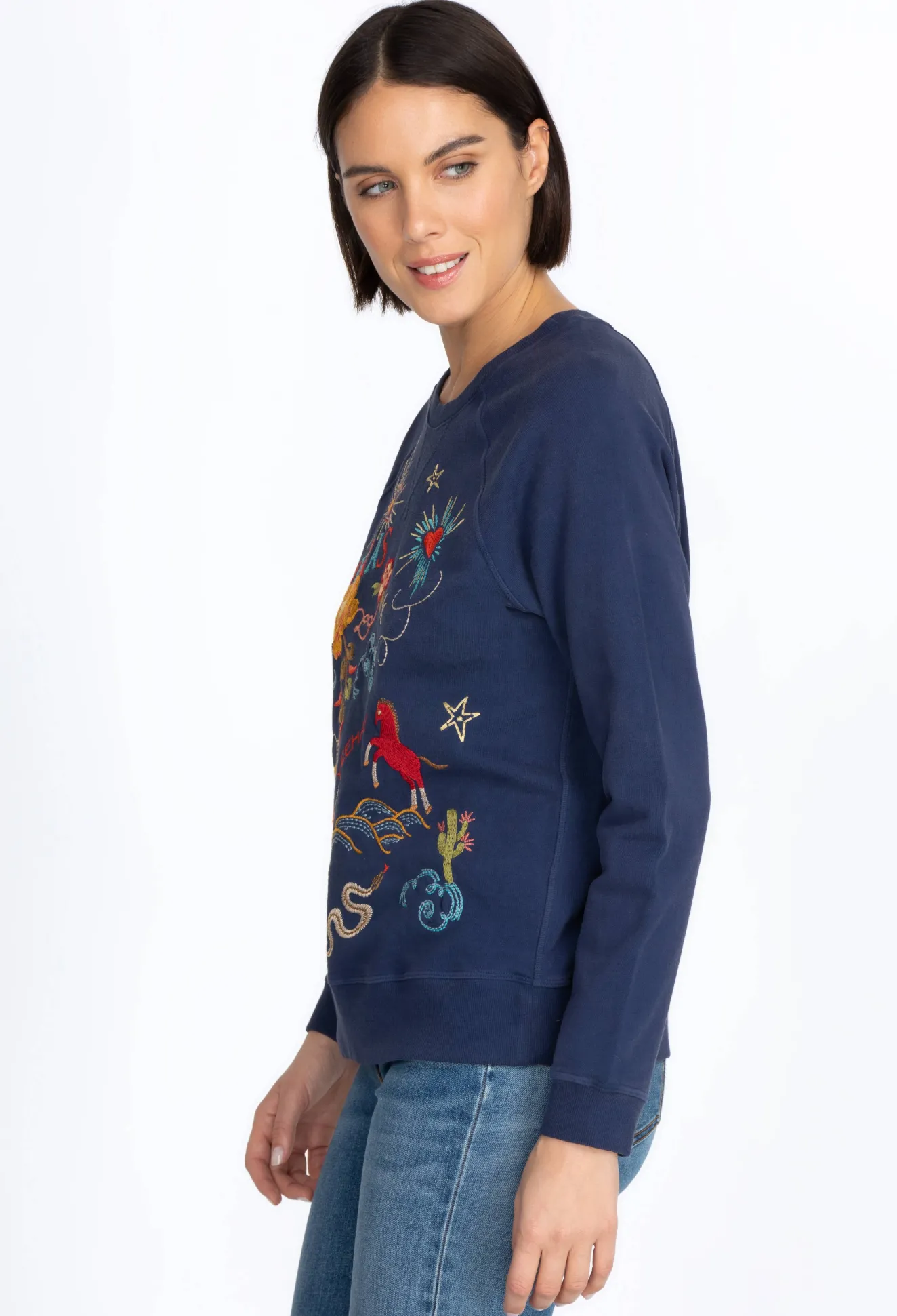 Women Johnny Was Texas Raglan Sweatshirt