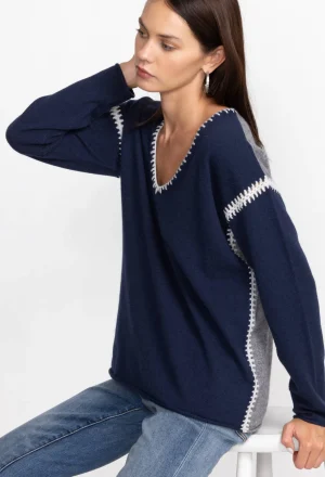 Women Johnny Was The Whipstitch V Neck Pullover - Color Block
