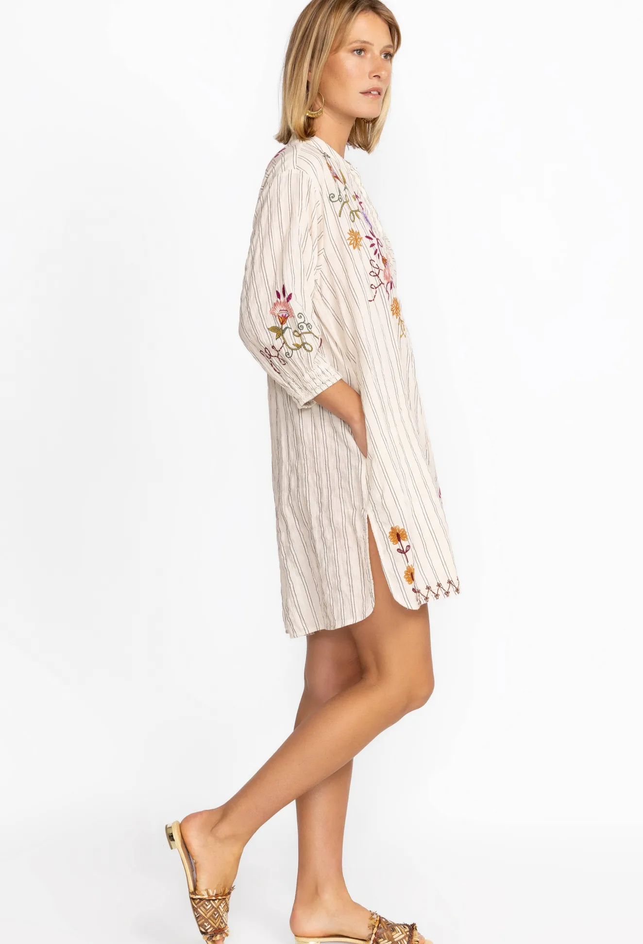 Women Johnny Was Toni Smocked Cuff Tunic